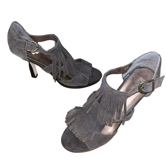 Steve Madden Girl Brown Suede Fringe Open Toe heels Size 8.5 Pracila Dress Shoes - Picture 1 of 8